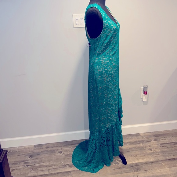 Green Lace High Low Dress plus size 3x - Picture 6 of 8